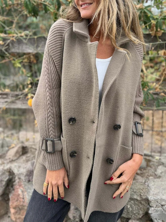 Buckle Down Double Breasted Coat - Oh she Rose