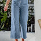 Button Fly Cropped Wide Leg Jeans - Oh she Rose
