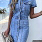Button Front Denim Dreams Dress - Oh she Rose