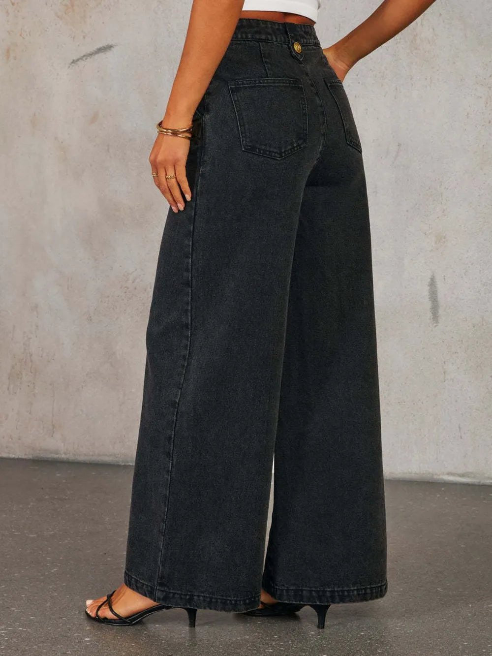 Button Up Wide Leg Jeans - Oh she Rose