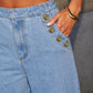 Button Up Wide Leg Jeans - Oh she Rose