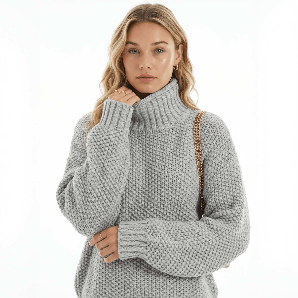 Chunky Knit Turtleneck Sweater - Oh she Rose