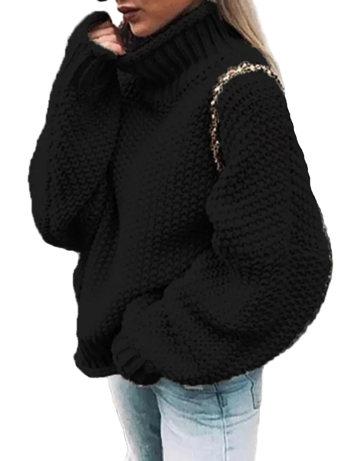 Chunky Knit Turtleneck Sweater - Oh she Rose