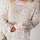 Confetti Distressed Hem Long Sleeve Sweater - Oh she Rose