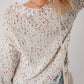 Confetti Distressed Hem Long Sleeve Sweater - Oh she Rose