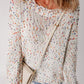 Confetti Distressed Hem Long Sleeve Sweater - Oh she Rose