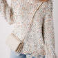 Confetti Distressed Hem Long Sleeve Sweater - Oh she Rose