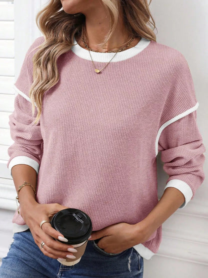 Contrast Trim Sweater - Oh she Rose
