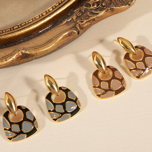 Copper Oil Drip Earrings - Oh she Rose