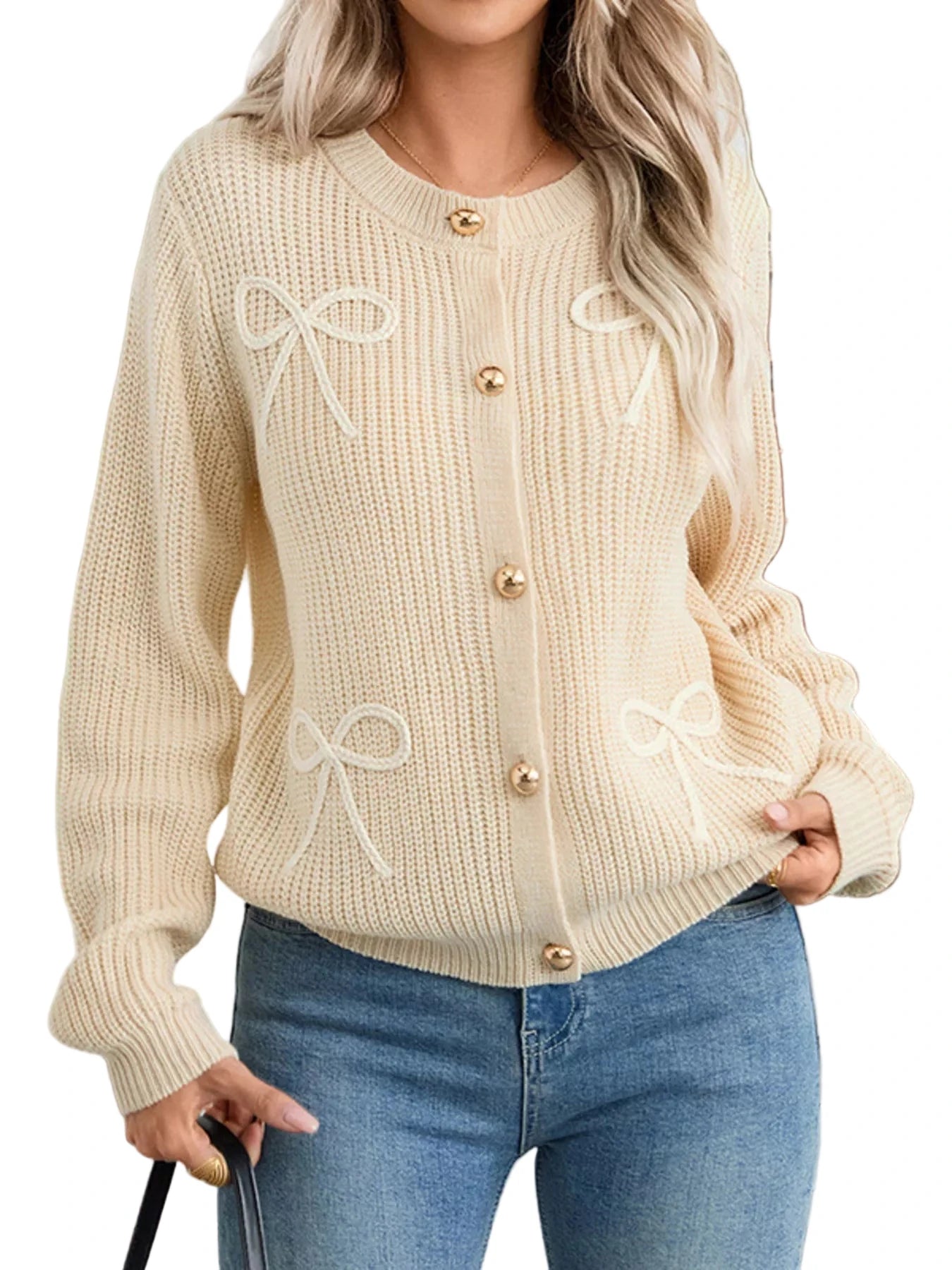 Darling Days Bow Button Up Cardigan - Oh she Rose