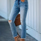 Distressed High - Waisted Skinny Jeans - Oh she Rose