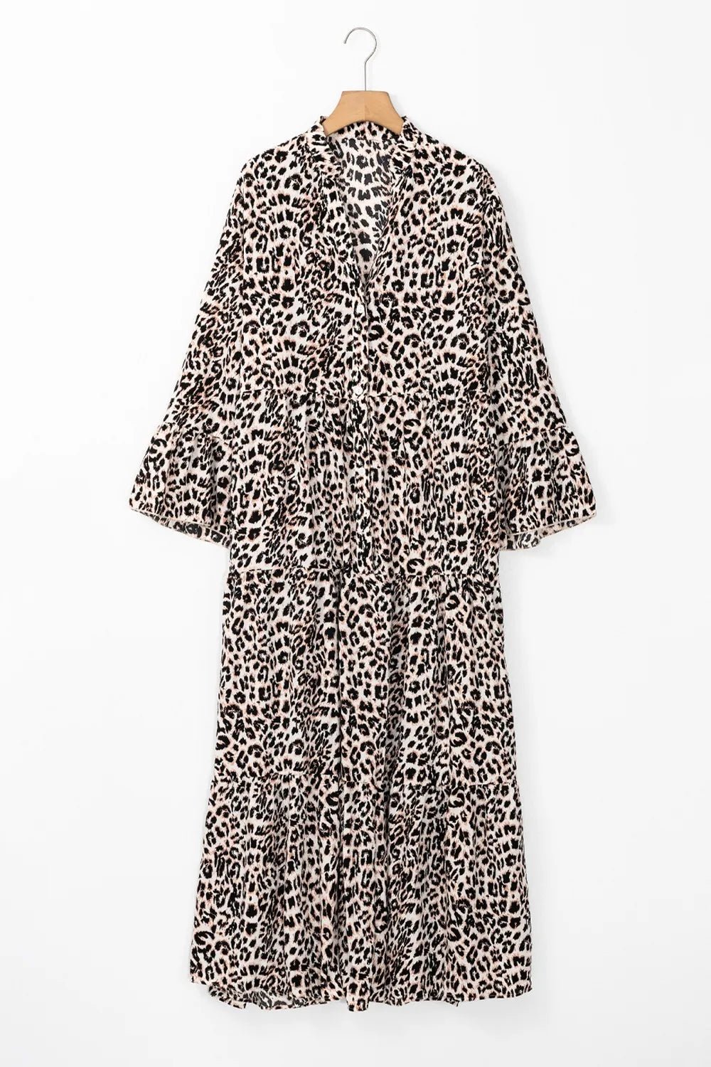 Fall Into Leopard Ruffle Dress - Oh she Rose