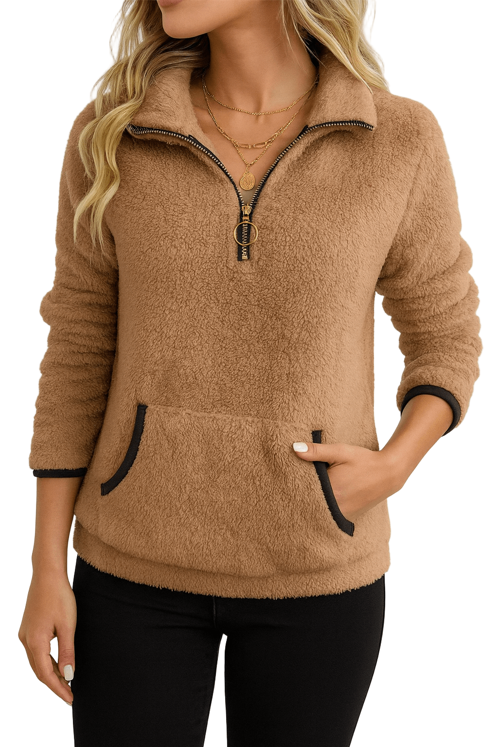 Fearlessly Fuzzy Quarter Zip Sweatshirt - Oh she Rose