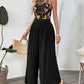 Floral Embroidered Halter Neck Pleated Jumpsuit - Oh she Rose