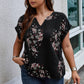 Floral Print V Neck Blouse - Oh she Rose