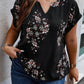 Floral Print V Neck Blouse - Oh she Rose