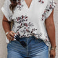 Floral Print V Neck Blouse - Oh she Rose