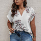 Floral Print V Neck Blouse - Oh she Rose