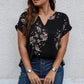 Floral Print V Neck Blouse - Oh she Rose