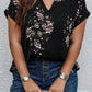 Floral Print V Neck Blouse - Oh she Rose