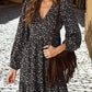 Floral V - Neck Balloon Sleeve Dress - Oh she Rose