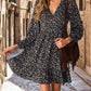 Floral V - Neck Balloon Sleeve Dress - Oh she Rose