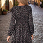 Floral V - Neck Balloon Sleeve Dress - Oh she Rose
