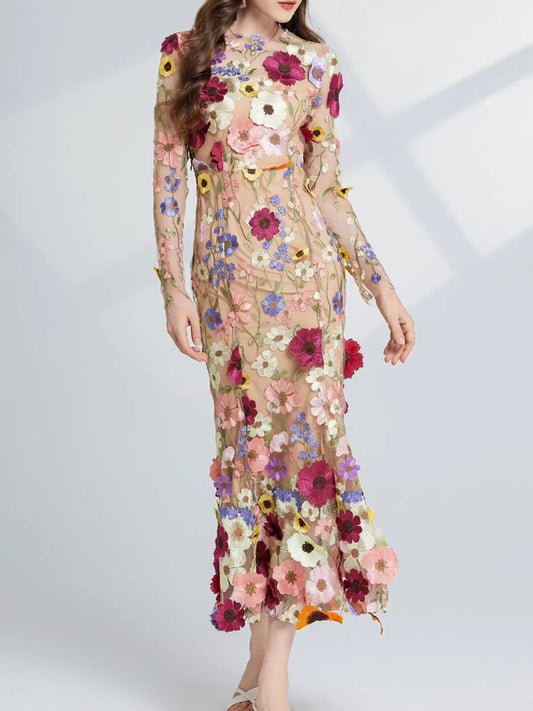 Floral Whimsy Midi Dress - Oh she Rose