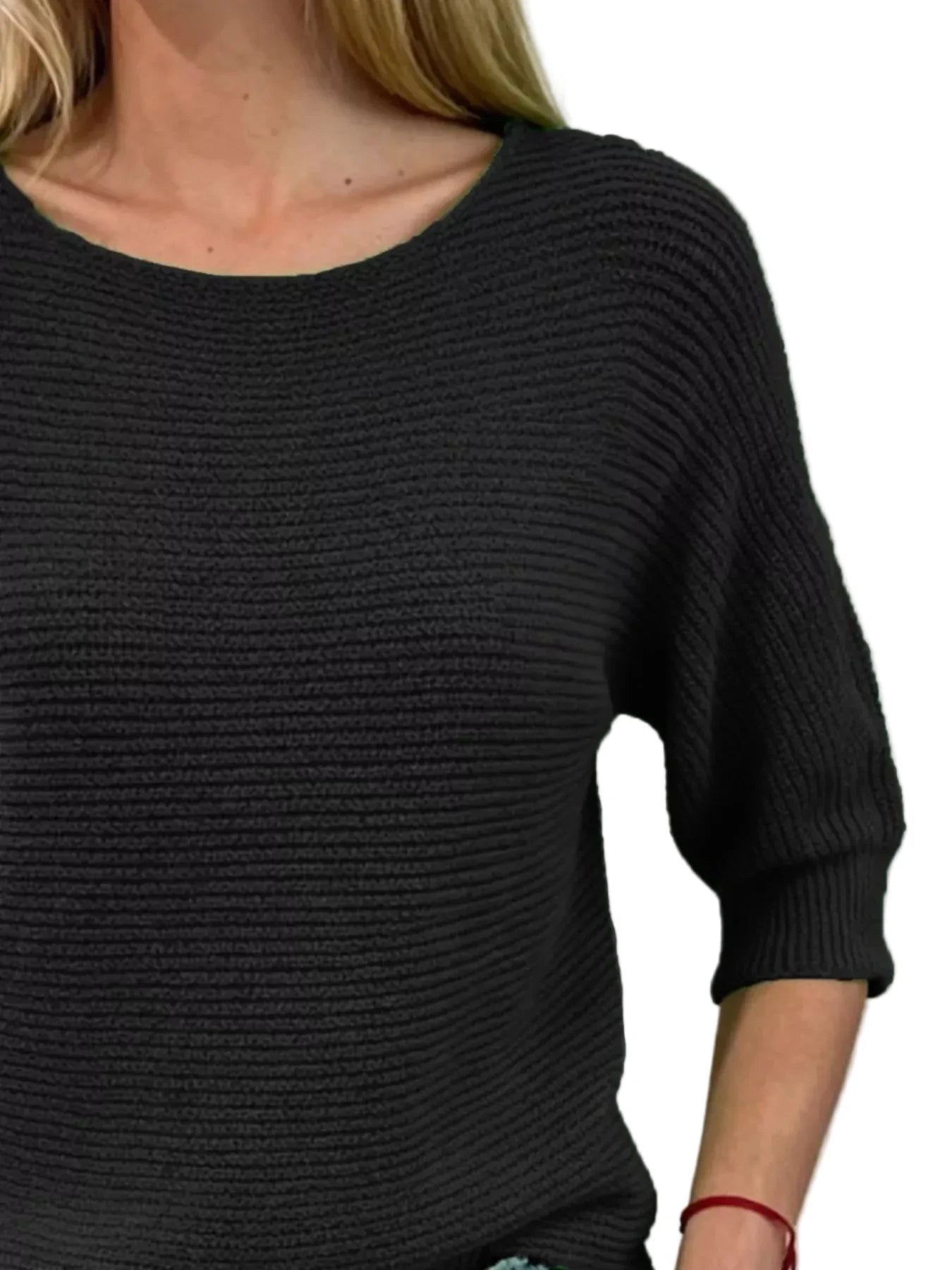 Full Size Ribbed Knit Round Neck Sweater Plus Size - Oh she Rose