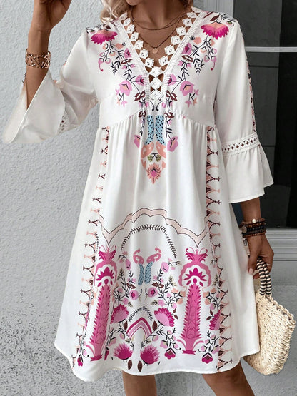 Garden Party Three - Quarter Sleeve Dress - Oh she Rose