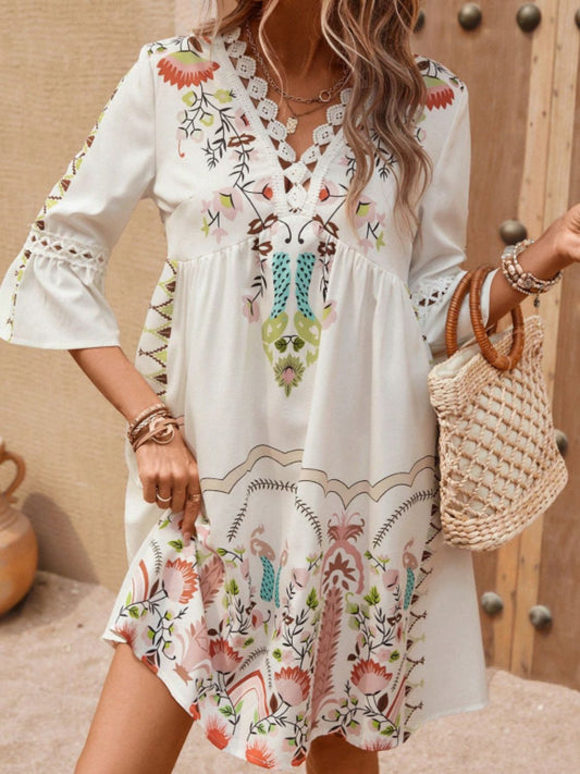Garden Party Three - Quarter Sleeve Dress - Oh she Rose