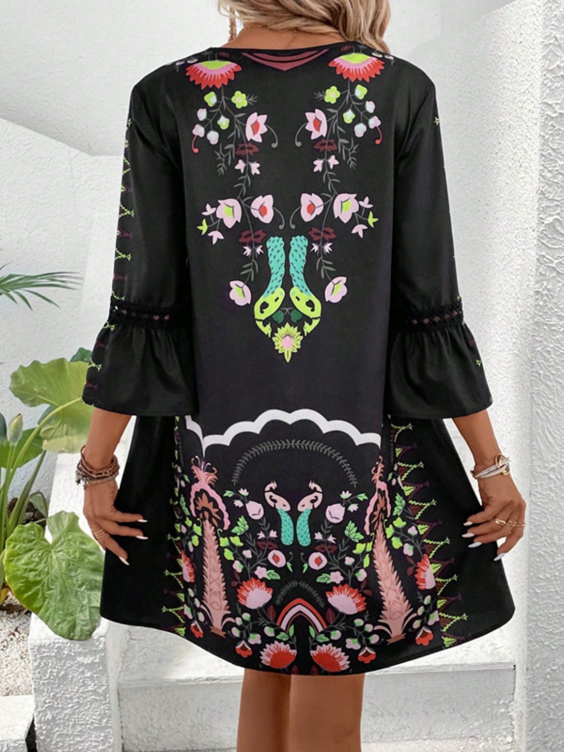 Garden Party Three - Quarter Sleeve Dress - Oh she Rose