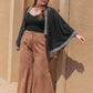 Geometric Open Front Fringe Hem Cardigan - Oh she Rose