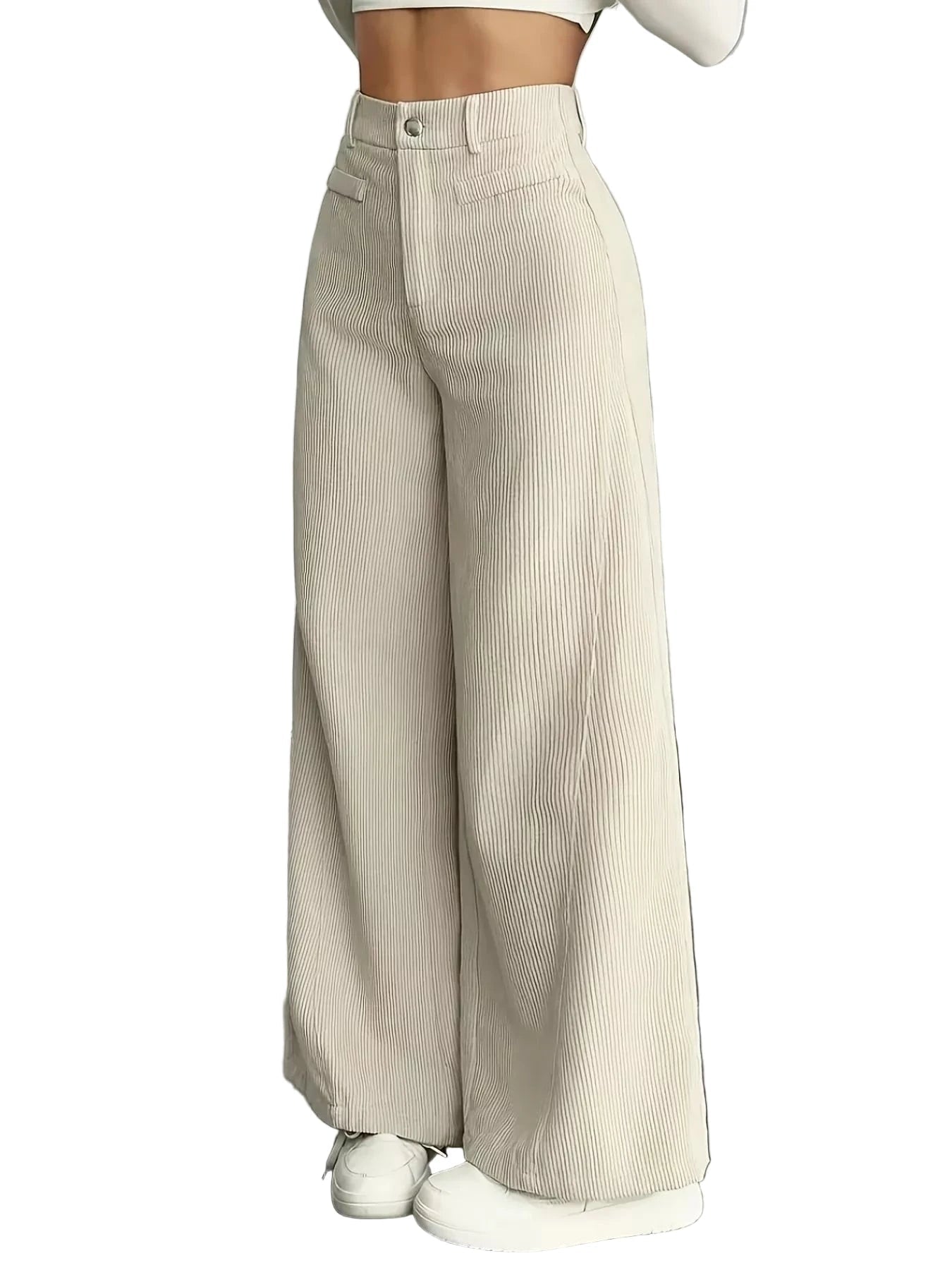 High Waist Corduroy Wide Leg Pants - Oh she Rose