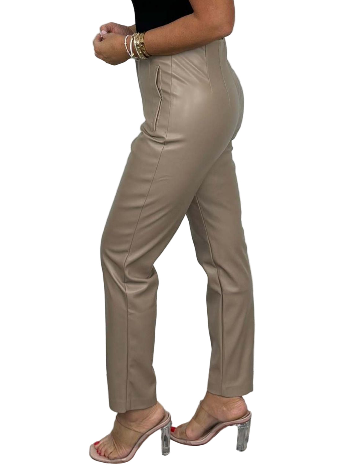 High Waist Faux Leather Pants - Oh she Rose