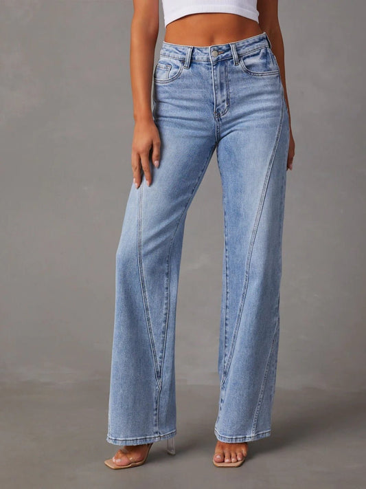 High Waist Straight Leg Jeans - Oh she Rose