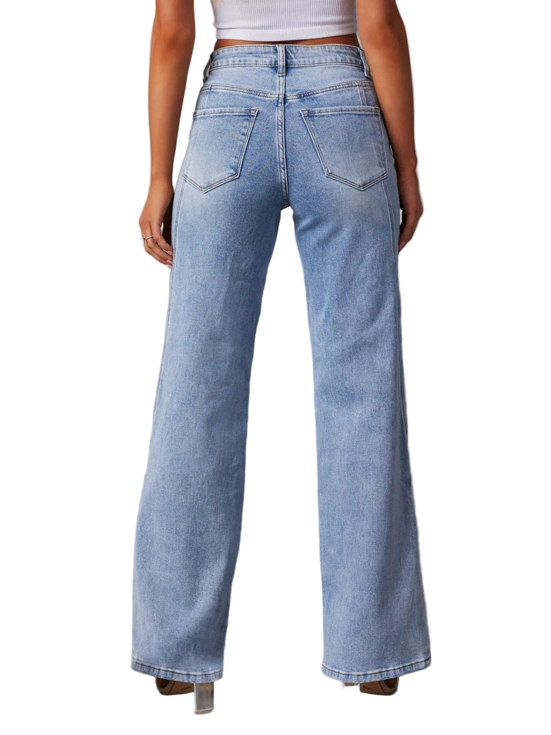 High Waist Straight Leg Jeans - Oh she Rose