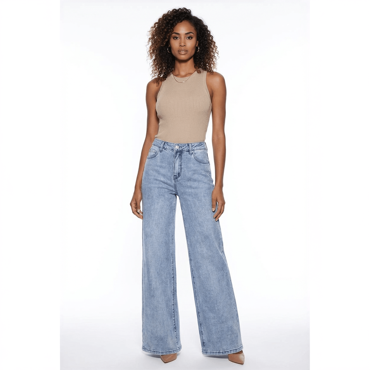 High - Waisted Wide Leg Flare Jeans - Oh she Rose