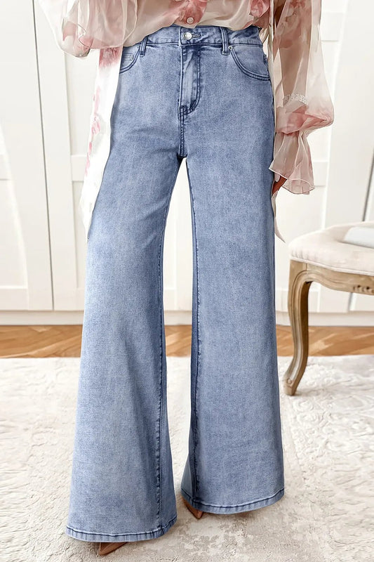 High - Waisted Wide Leg Flare Jeans - Oh she Rose