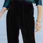 High - Waisted Wide Leg Velvet Pants - Oh she Rose