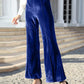 High - Waisted Wide Leg Velvet Pants - Oh she Rose