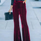 High - Waisted Wide Leg Velvet Pants - Oh she Rose