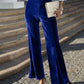 High - Waisted Wide Leg Velvet Pants - Oh she Rose