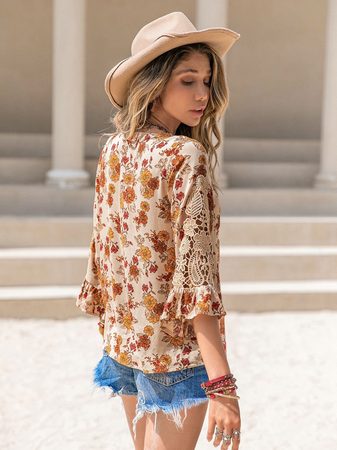 Hippy Chic Spliced Lace Blouse - Oh she Rose