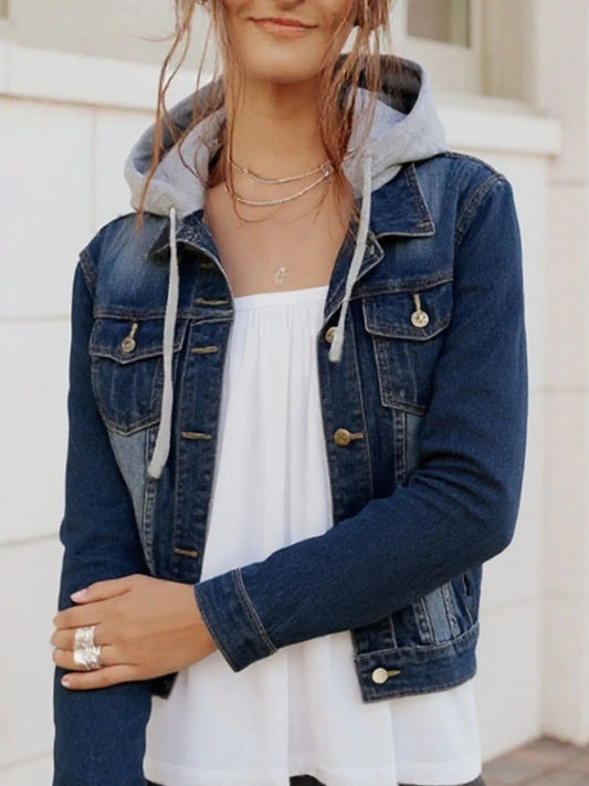 Hooded Denim Jacket - Oh she Rose