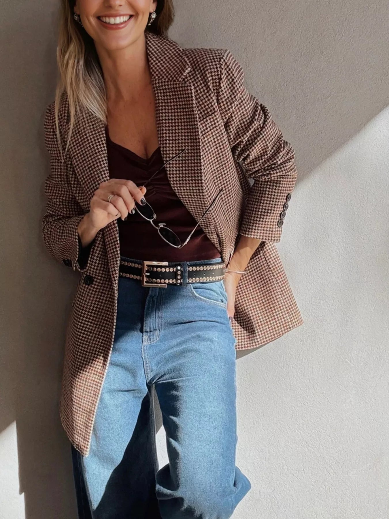 Houndstooth Blazer - Oh she Rose