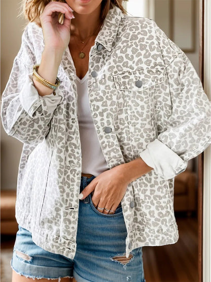 Leopard Denim Jacket - Oh she Rose