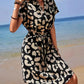 Leopard Notched Tie Waist Midi Dress - Oh she Rose