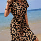 Leopard Notched Tie Waist Midi Dress - Oh she Rose