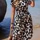 Leopard Notched Tie Waist Midi Dress - Oh she Rose